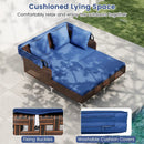 Outdoor Daybed with Retractable Canopy PE Wicker Rattan Patio Lounger by LJGDeals