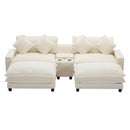 Sectional Sofa Upholstered Sofa With Two Removable Ottoman, Two USB Ports, Two Cup Holders And Large Storage Box For Living Room by HouseOfZazla