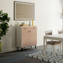 Bar Cabinet With Large Storage - White / Pecan by HouseOfZazla