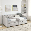 Upholstered Tufted Daybed With 2 Drawers, Waved Arms by HouseOfZazla