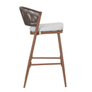 Outdoor Bar Height Metal Frame Counter Stools with Scallop-Shaped Backrest & Water-Resistant Cushions by HouseOfZazla