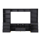 4-Piece Entertainment Wall Unit with 13 shelves,8 Drawers and 2 Cabinets, Multifunctional TV Stand Media Storage Cabinet with Fluted Line Surface for Living Room, for TVs Up to 70"