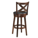 Swivel X-back Upholstered Counter Height Bar Stool with PVC Cushioned Seat by LJGDeals