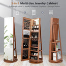 360° Rotating Mirrored Jewelry Cabinet Armoire 3 Color LED Modes Lockable by LJGDeals