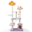 66 Inch Cute Cat Tree Cats Multi-level Tall Cat Tower with Sisal Covered Scratching Posts-Purple by LJGDeals