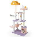 66 Inch Cute Cat Tree Cats Multi-level Tall Cat Tower with Sisal Covered Scratching Posts-Purple by LJGDeals