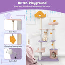 66 Inch Cute Cat Tree Cats Multi-level Tall Cat Tower with Sisal Covered Scratching Posts-Purple by LJGDeals