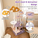 66 Inch Cute Cat Tree Cats Multi-level Tall Cat Tower with Sisal Covered Scratching Posts-Purple by LJGDeals