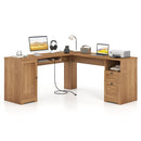 66 Inch L-Shaped Writing Study Workstation Computer Desk with Drawers by LJGDeals