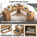 66 Inch L-Shaped Writing Study Workstation Computer Desk with Drawers by LJGDeals