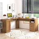 66 Inch L-Shaped Writing Study Workstation Computer Desk with Drawers by LJGDeals