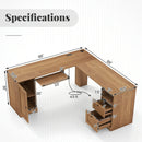 66 Inch L-Shaped Writing Study Workstation Computer Desk with Drawers by LJGDeals