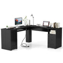 66 Inch L-Shaped Writing Study Workstation Computer Desk with Drawers by LJGDeals