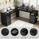 66 Inch L-Shaped Writing Study Workstation Computer Desk with Drawers by LJGDeals