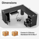 66 Inch L-Shaped Writing Study Workstation Computer Desk with Drawers by LJGDeals
