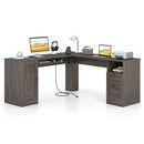 66 Inch L-Shaped Writing Study Workstation Computer Desk with Drawers by LJGDeals