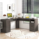 66 Inch L-Shaped Writing Study Workstation Computer Desk with Drawers by LJGDeals