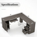 66 Inch L-Shaped Writing Study Workstation Computer Desk with Drawers by LJGDeals