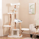66 Inch Tall Solid Wood Cat Tree Modern Wooden Cat Tower with Perch-White by LJGDeals