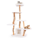 66 Inch Tall Solid Wood Cat Tree Modern Wooden Cat Tower with Perch-White by LJGDeals