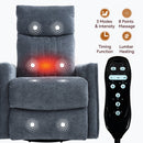 Blue Heat Massage Manual Recliner Chair