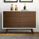 Dresser 6 Drawer - Dark Brown / White