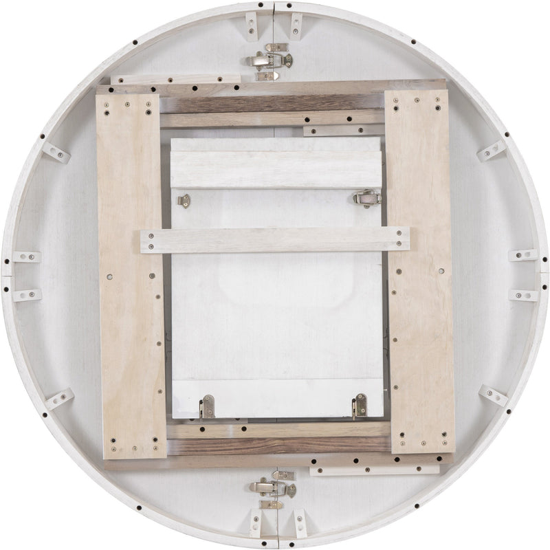 5-Piece Dining Table Set, Two-Size Round To Oval Extendable Butterfly Leaf Wood Dining Table and 4 Upholstered Dining Chairs with Armrests (Brown+White)