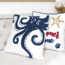Octopus Patterned Pillow Cover With Matching Back - White by Unique Piece Furniture
