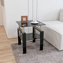Modern Tempered Glass Tea Table, End Square Table For Living Room - Black by HouseOfZazla