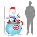 Outsunny 5ft Christmas Inflatable Outdoor Decoration Blessed Polar Bear and Penguins in the Cup