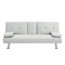 Futon Sofa Bed With Armrest Two Holders Wood Frame, Stainless Leg by HouseOfZazla