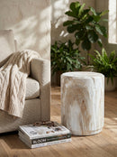 Marble-Look Stool - 18.5-Inch Accent Table