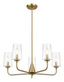 Dazzle Five Lights Chandelier With Clear Seeded Glass - Satin Brass