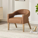 Upholstered Open Back Armchair With Weathered Rubberwood Legs by HouseOfZazla