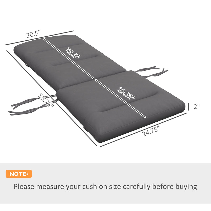 2 Piece Adirondack Chair Cushions, 59 x 20.5 x 2 inch Outdoor Chair Cushions for Fire Pit Chairs with Seat, Back, Ties, Water Repellent Replacement Patio Seat Pads, Gray