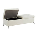 56.7" Bed Bench with Storage White Leather