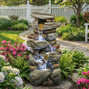 Outdoor Water Fountain Large with LED Light for Patio and Garden