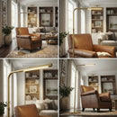 Verve - Floor Lamp With On / Off Switch Adjustable LED Round Base - Gold by HouseOfZazla