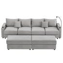 Modern Style Loveseat Sofa Sectional Sofa Couch With Storage Space, A Movable Ottoman, Two USB Ports, Two Cup Holders, A Phone Holder For Living Room by HouseOfZazla