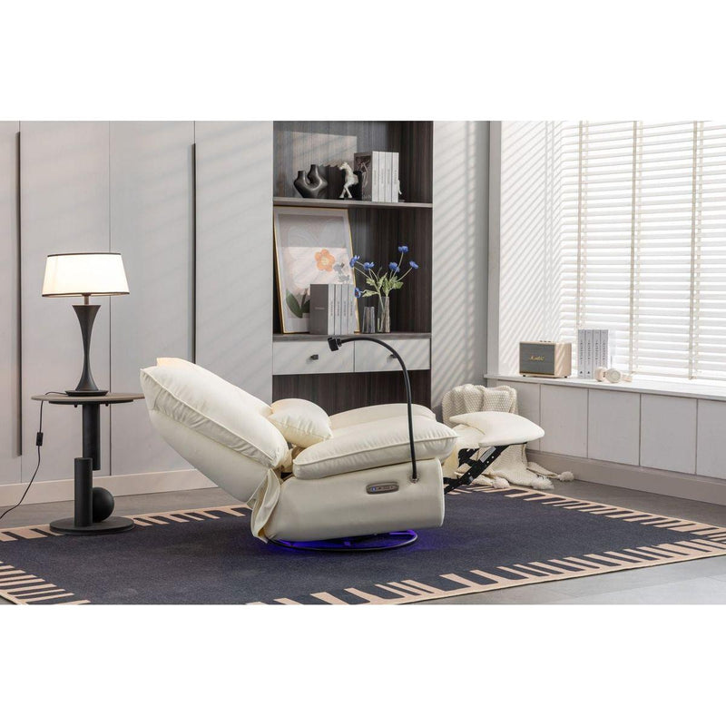 270 Swivel Glider Recliner Chair, Power Recliner Rocking Chair, USB Port Charge for Nursery Chair with Atmosphere Lamp for Living Room Bedroom Apartment