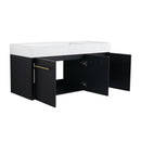 Contemporary 48" Wall Mounted Bathroom Vanity With Resin Sink And Soft Closing Doors And Line - Black Chestnut by HouseOfZazla