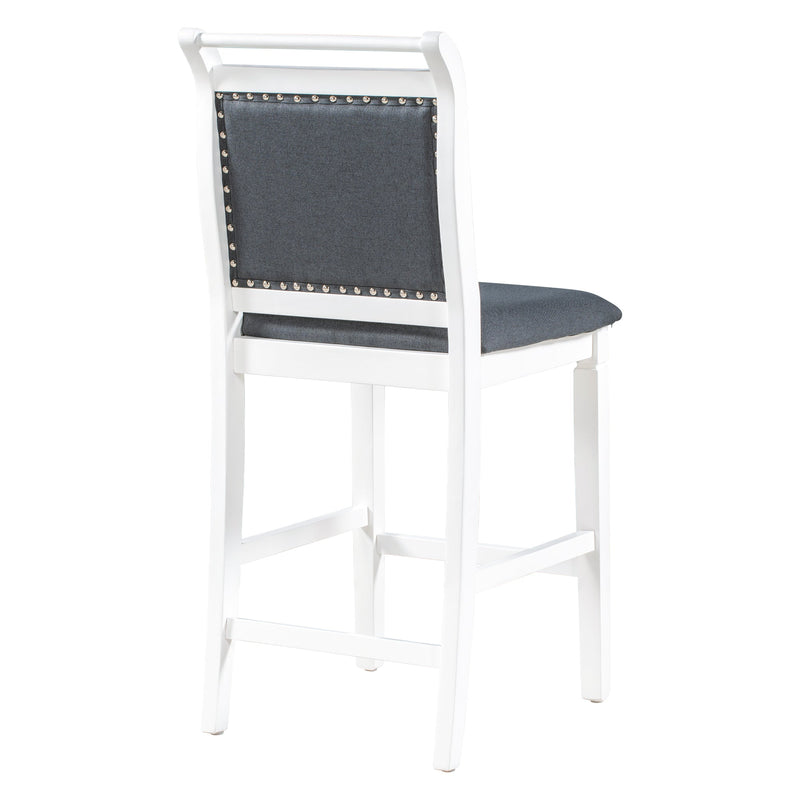 3-Piece Wood Counter Height Drop Leaf Dining Table Set with 2 Upholstered Dining Chairs for Small Place, White+Gray