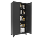 71'' 2 Shapely Doors Cabinet, Metal Storage Cabinet with Doors and Adjustable Shelves, for Bedroom, Living Room, Kitchen (Black)