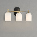 Meadows - 3 Lights Vanity Brush Bathroom Wall Light For Bathroom Over Mirror - Black / Gold / White by Unique Piece Furniture