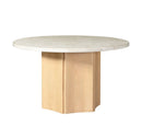Qwin - Marble Top Round Dining Table - Natural by HouseOfZazla