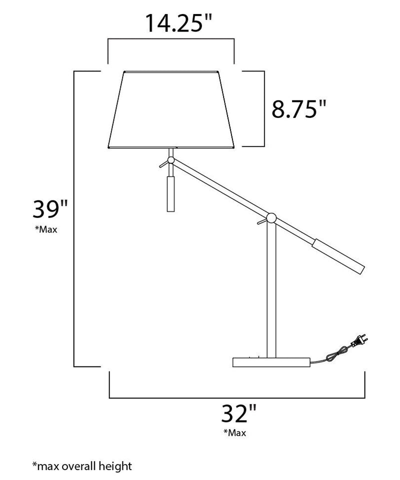 Hotel 28"H 1-Light LED Table Lamp Light Fixture Polished Chrome Finish by Maxim