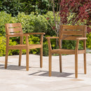 Stamford Dining Chairs Set of 2, Acacia Wood Patio Armchair