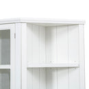 Retro Style Wall Suit With Glass Doors, 75.25" Tall Display Cabinets & Triangle Sided Bookshelves - White by HouseOfZazla