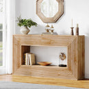 Fluted Console Table, Rectangular Entryway Table With Storage For Living Foyer - Natural Wood by HouseOfZazla