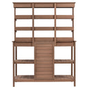 TOPMAX 66" Large Outdoor Farmhouse Wooden Potting Bench Table